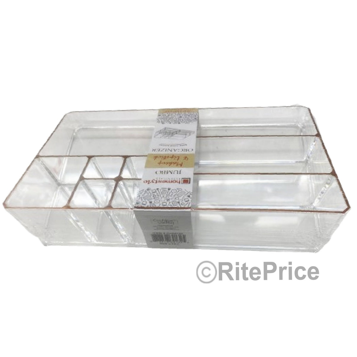 9 Slot Makeup Organizer with Rose Gold Lining - Clear Acrylic Cosmetic Case