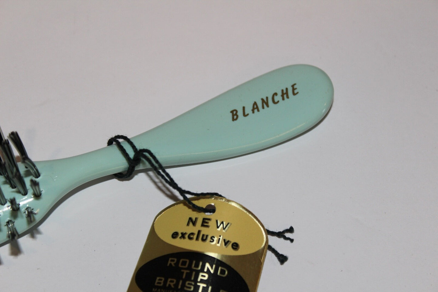 Vintage Blue Round Bristle Hair Brush with Dupont Nylon Tips - 7.5 Inch