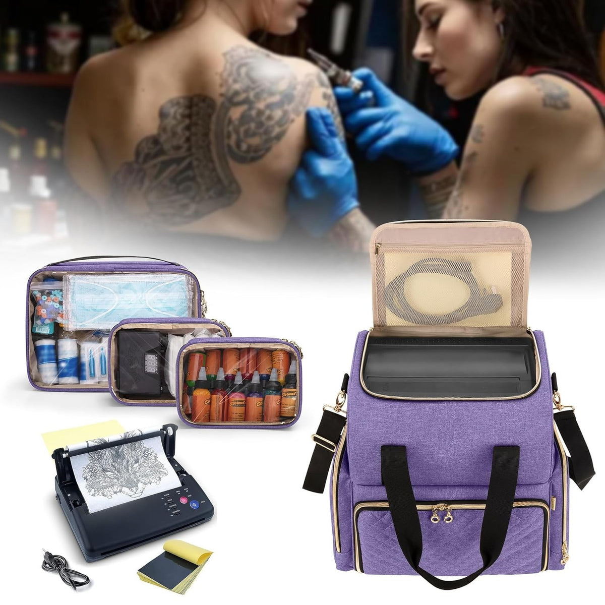 Large Tattoo Travel Case with Removable Pouches & Organizer