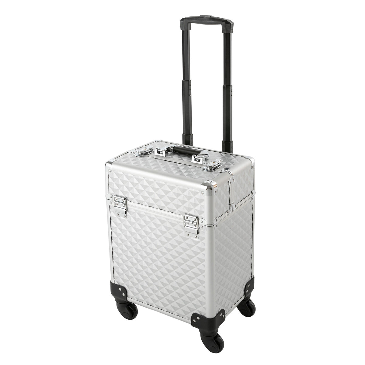 Professional Makeup Case with Foldable Tiers and Wheels - Large Storage Organizer