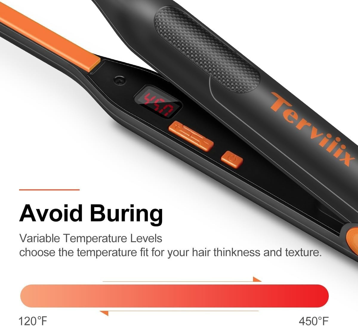 Mini Flat Iron for Short Hair - Adjustable 120-450°F, Compact Styling Tool