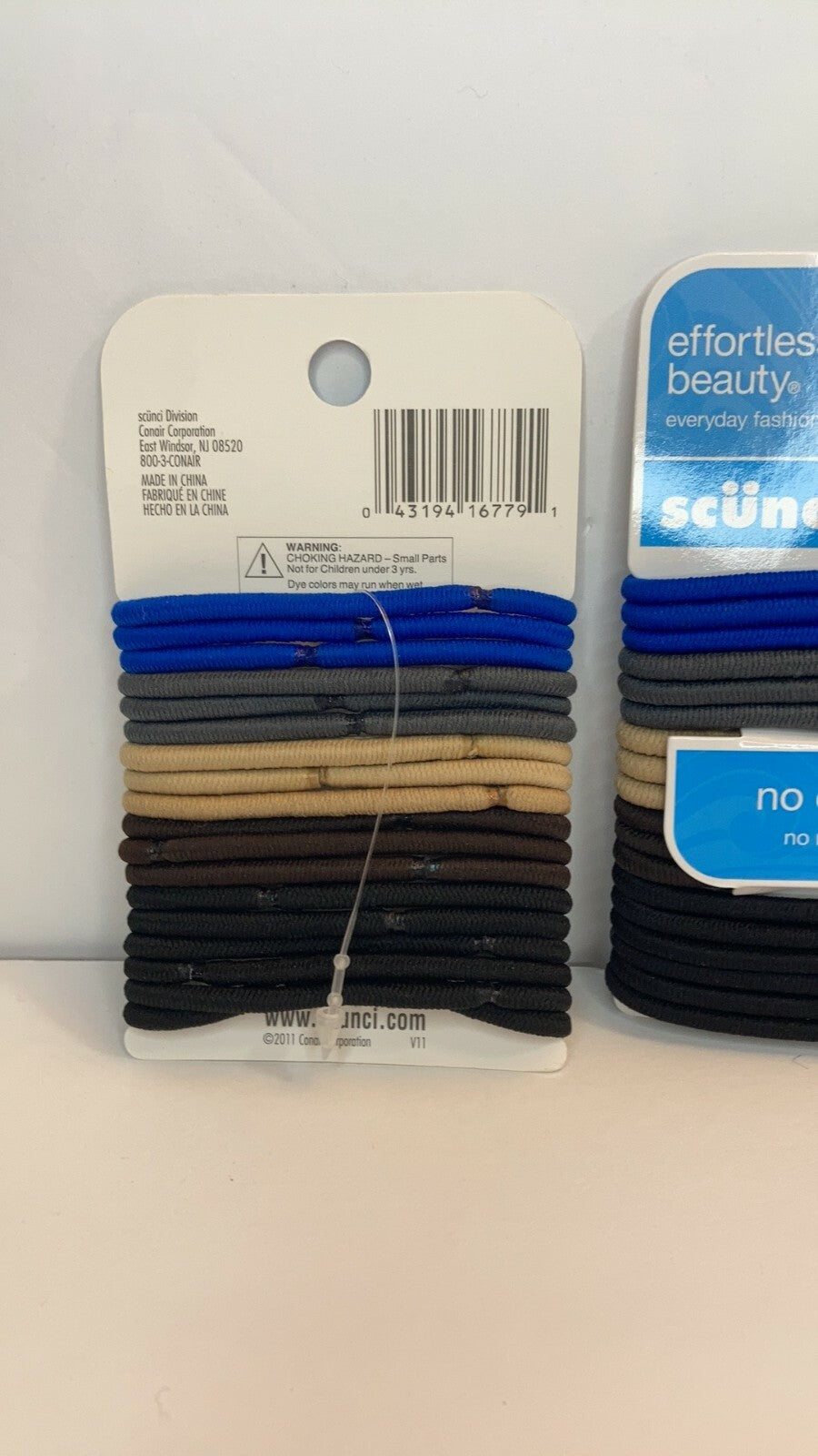 Scunci No Damage Metal Hair Ties Elastics Ponytail Holders Blue Grey