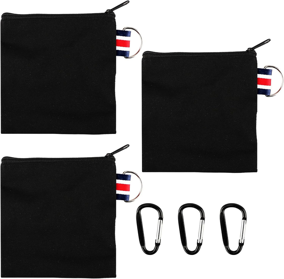 Small Canvas Zipper Pouch with Metal Hanging Ring - Travel Organizer Set
