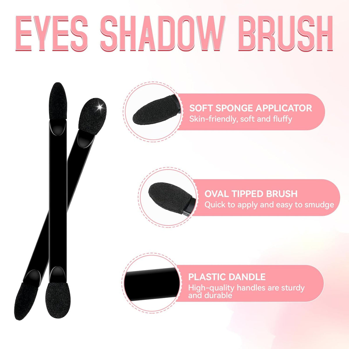 Disposable Dual-Side Eyeshadow Brush Set - 50 Pack, Single Use Cosmetic Tools