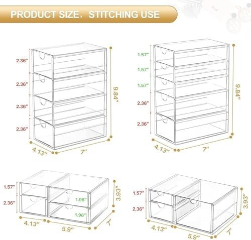 Acrylic Makeup Organizer with 16 Drawers - Clear Cosmetic Storage Case