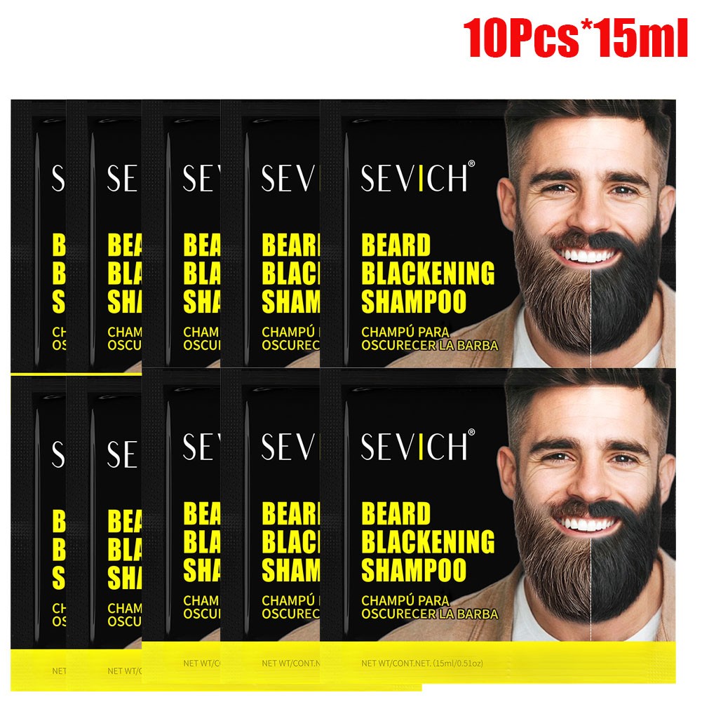 Beard Dye Shampoo Black Hair Color Coverage - Instant Darkening