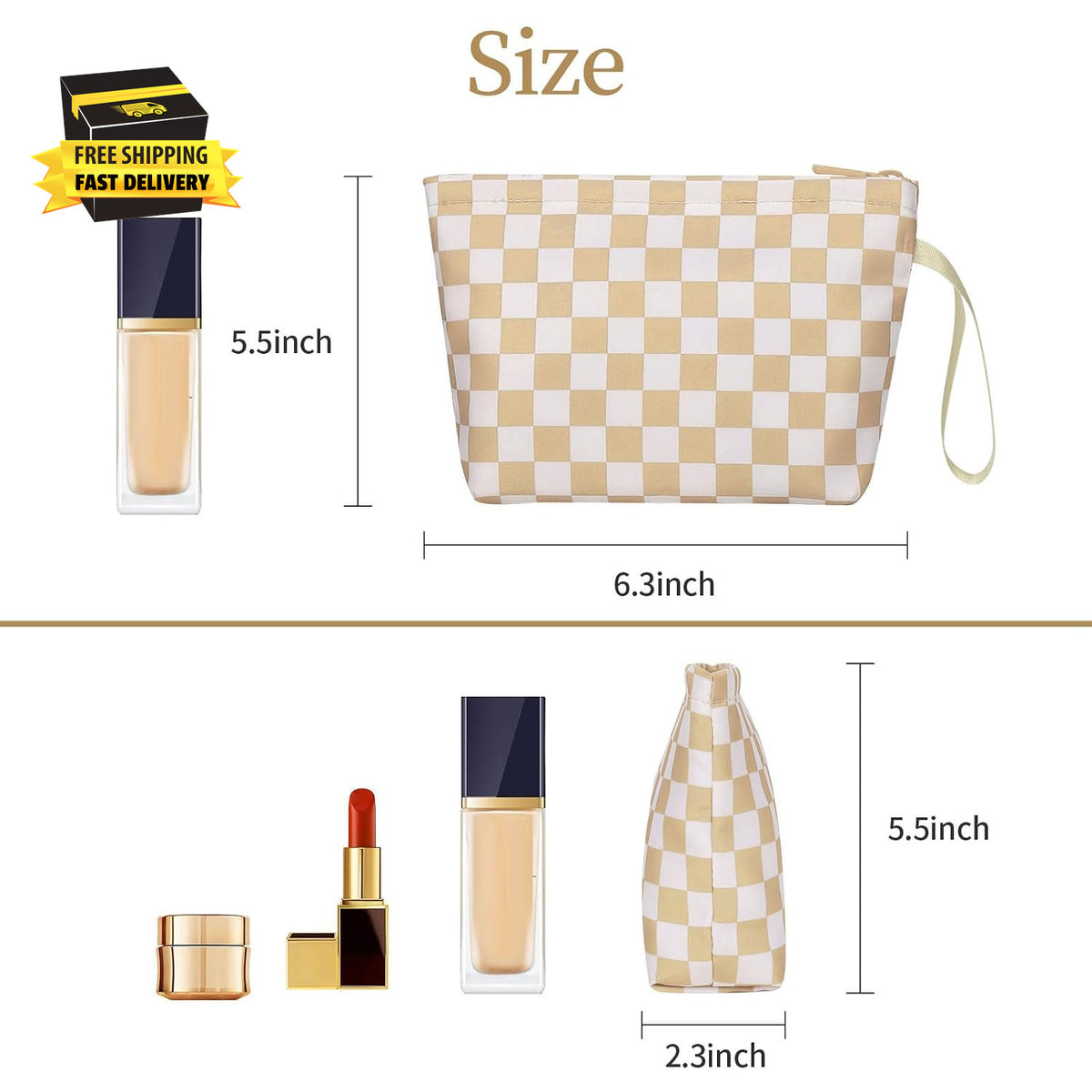 Travel Makeup Bag with Brush Holder, Compact Cosmetic Organizer for Women