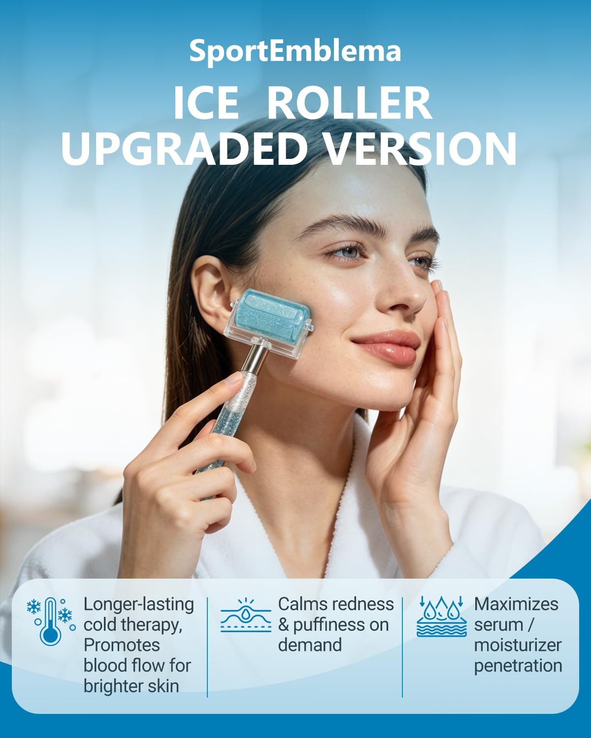 Facial Ice Roller with Glitter Handle for Skin Refreshing & Warm Therapy