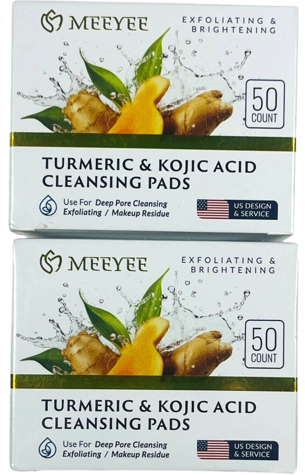 Turmeric & Kojic Acid Facial Cleansing Pads - 50 Count, Pack of 2