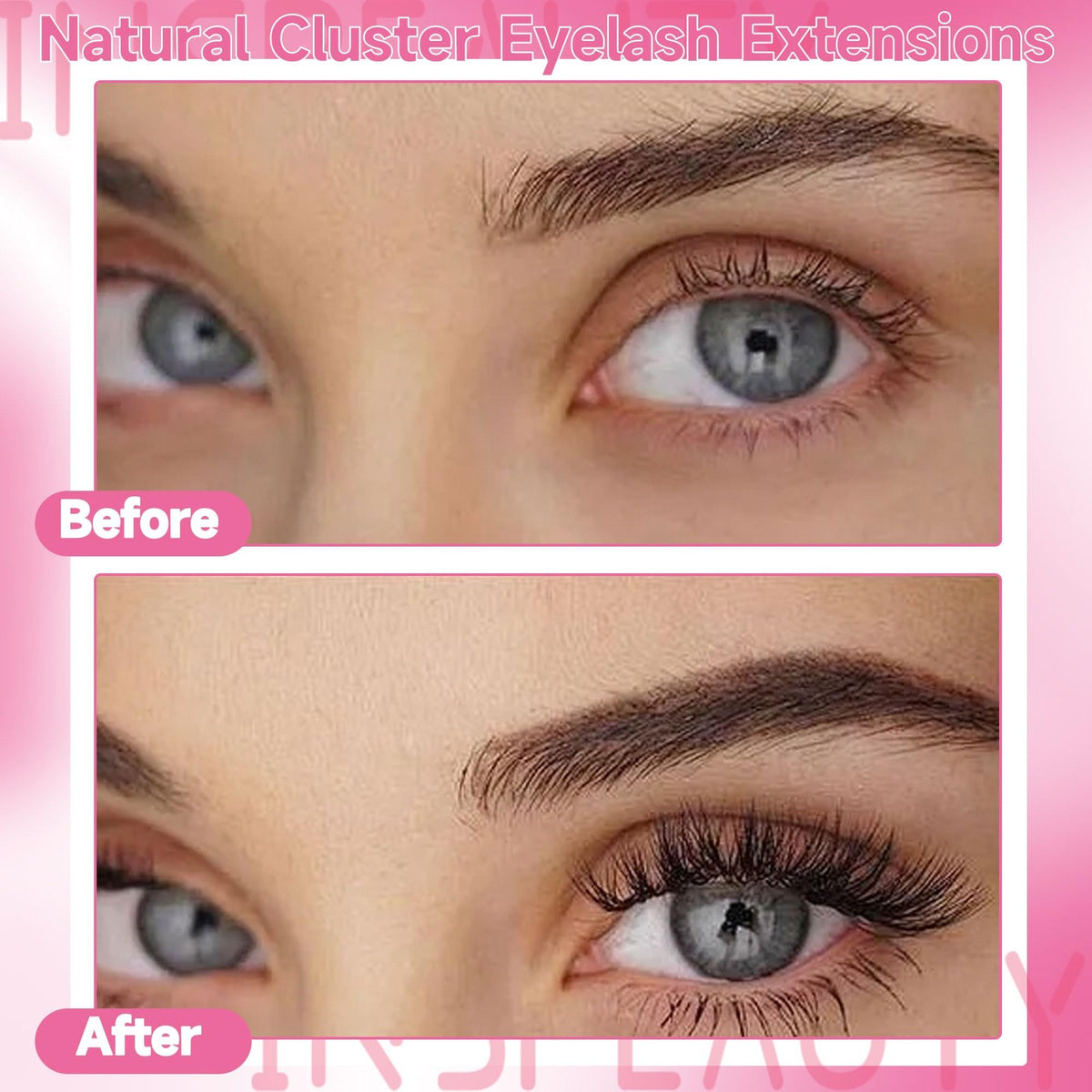 DIY Lash Extension Kit with Wispy Clusters 10-18mm Waterproof Bond & Tweezers