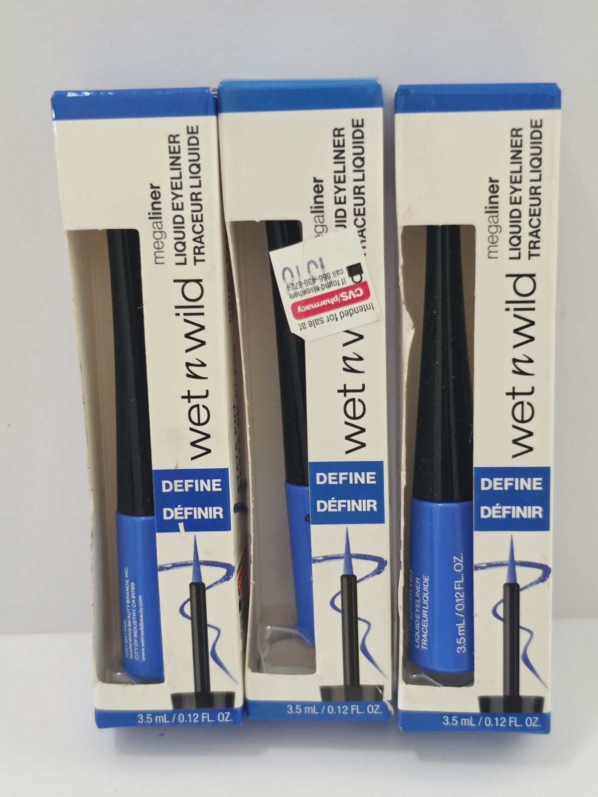 Liquid Eyeliner Blue 873a - 3 Pack Waterproof Long-Lasting Makeup