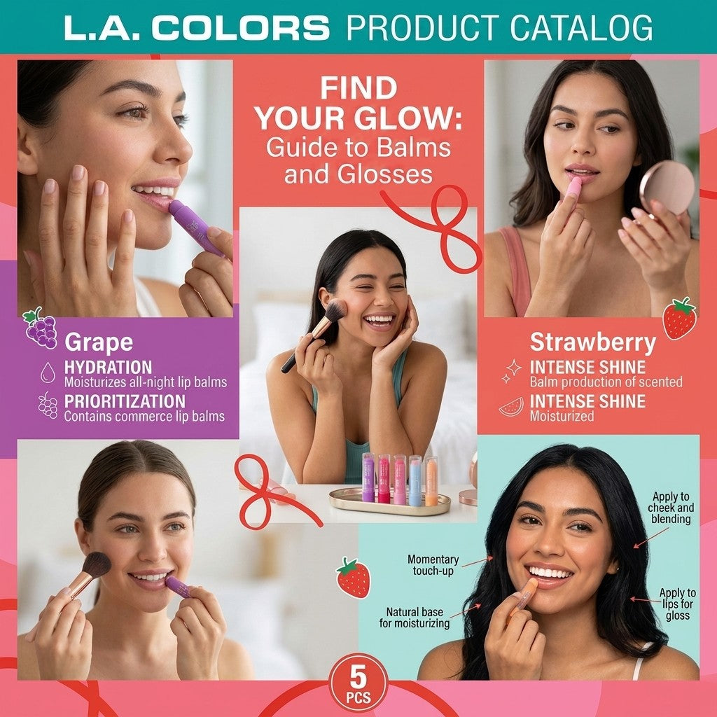 Lip Balm Set - Scented Moisturizing Gloss for Lips & Cheeks, 5 Pcs