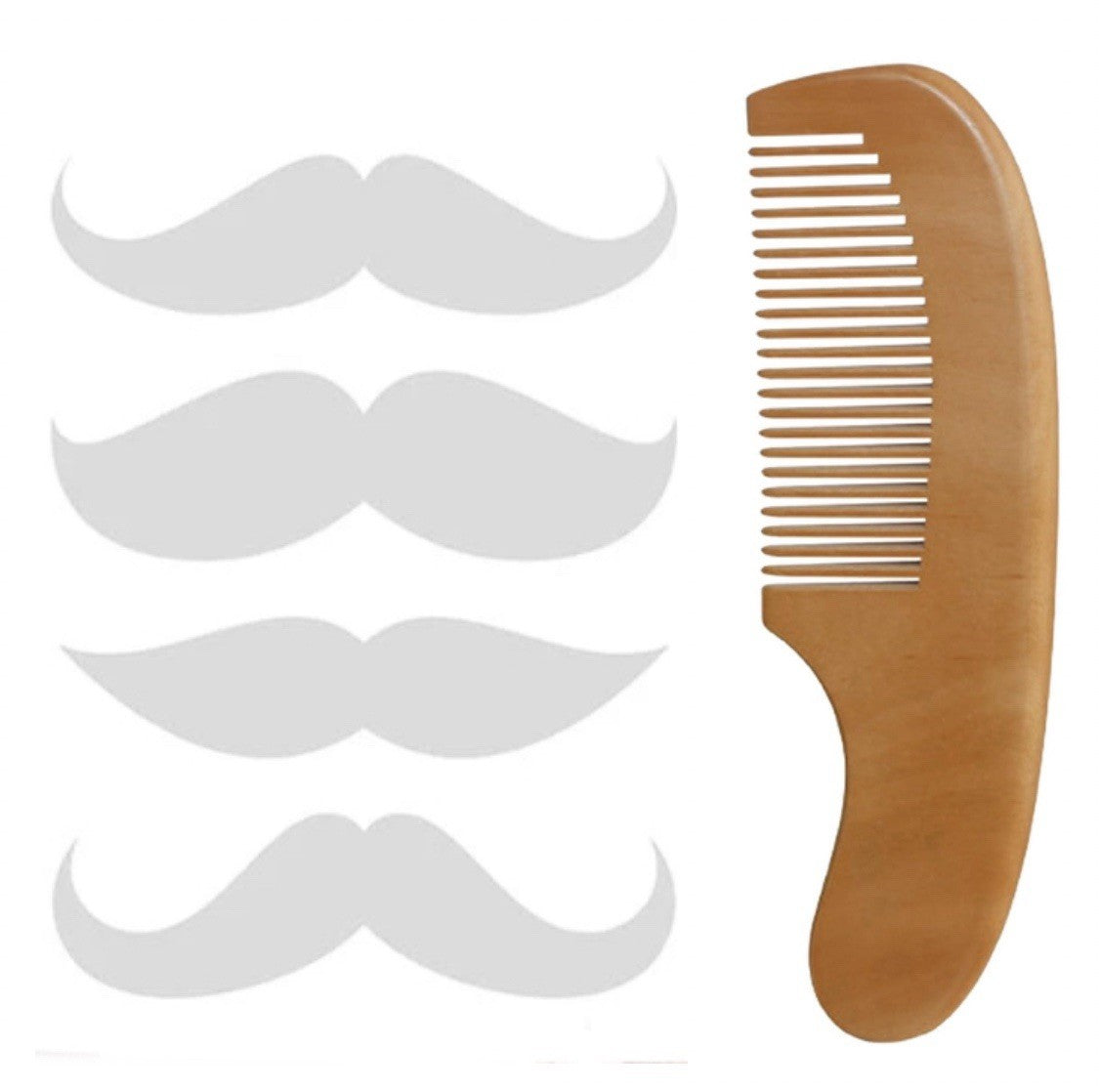 Men's Wooden Beard & Mustache Comb Set - Anti-Static Pocket Travel 2 Pack