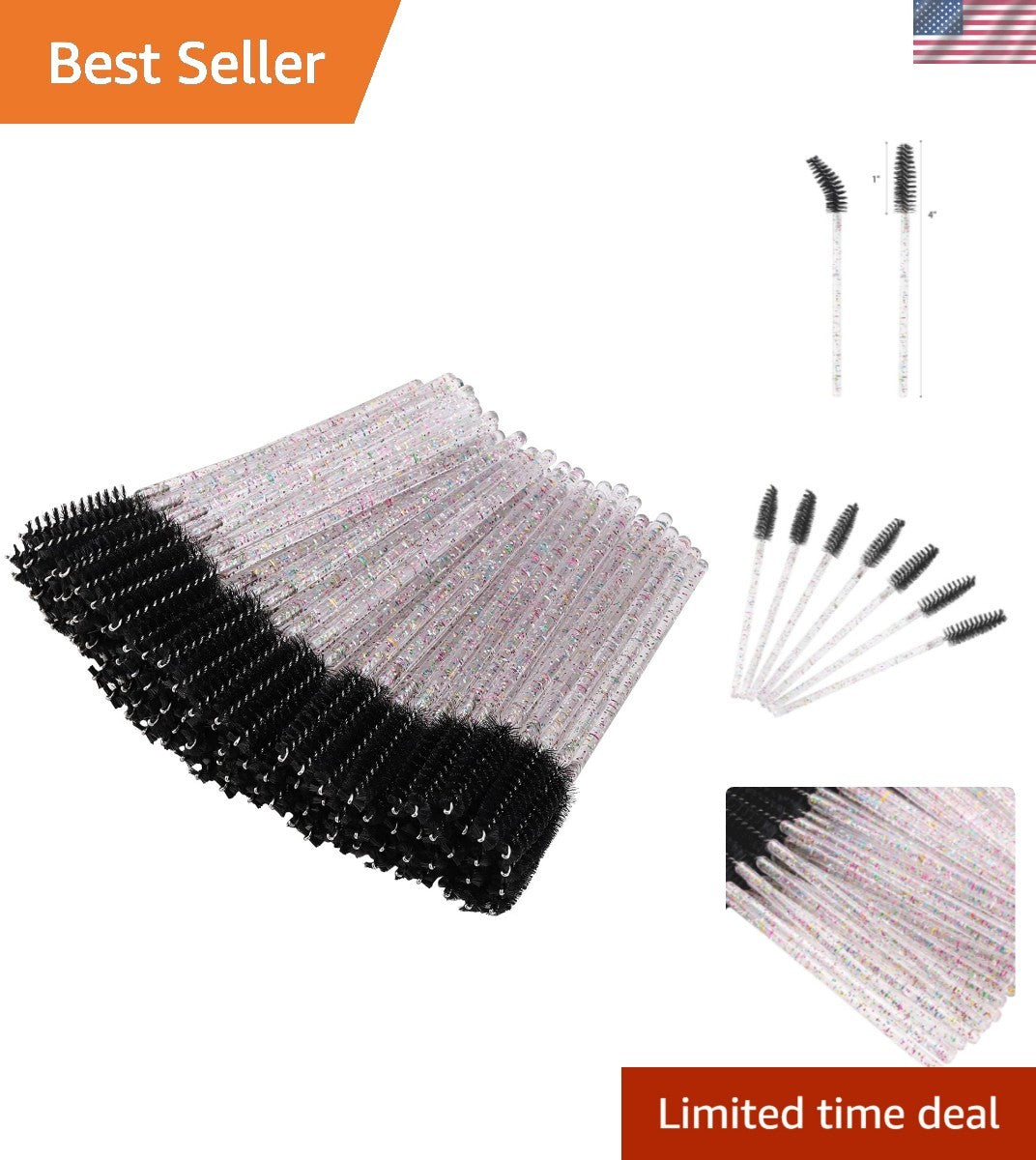 Disposable Eyelash Mascara Brushes Set - 100 Soft Fiber Lash Wands & Applicators