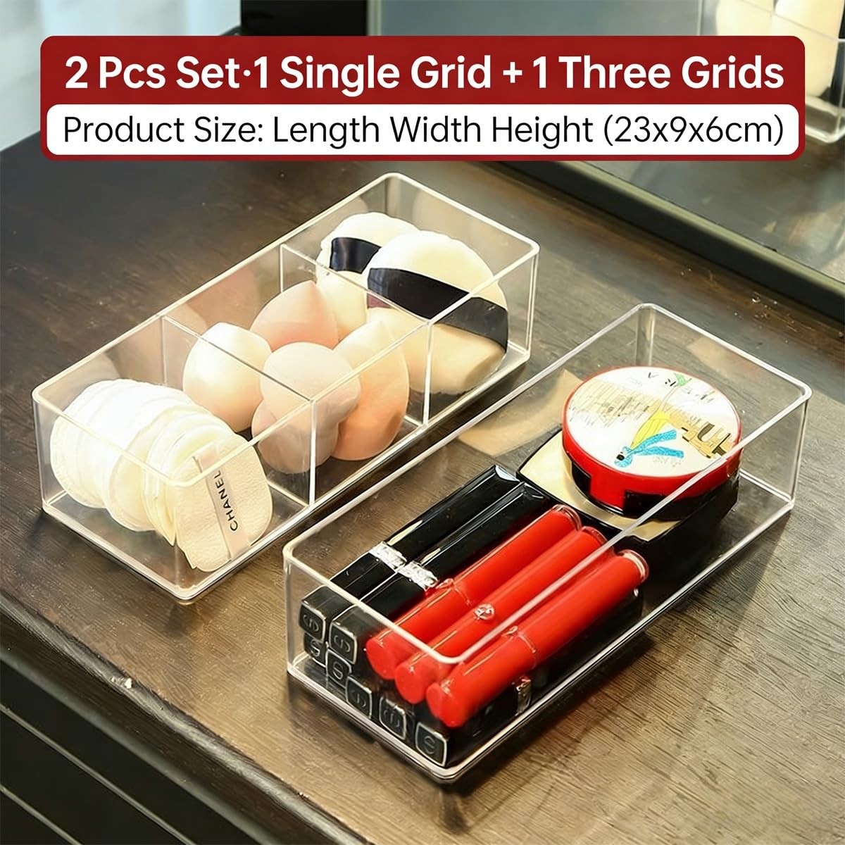 Acrylic Makeup Organizer for Countertop - Clear Bathroom & Vanity Storage