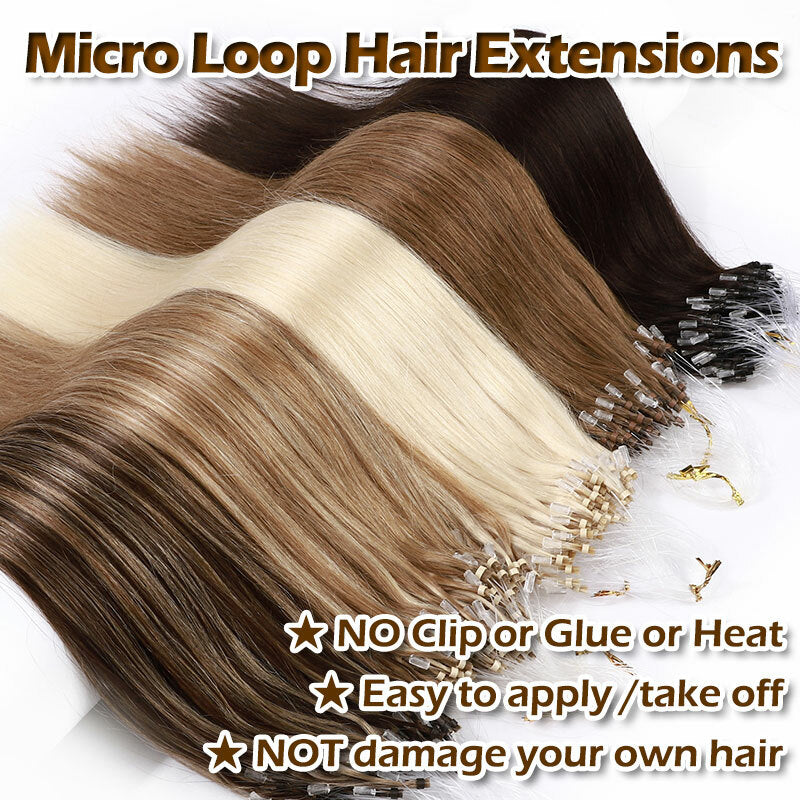 Micro Loop Hair Extensions Beads Link - Russian 100% Remy Human Hair Balayage