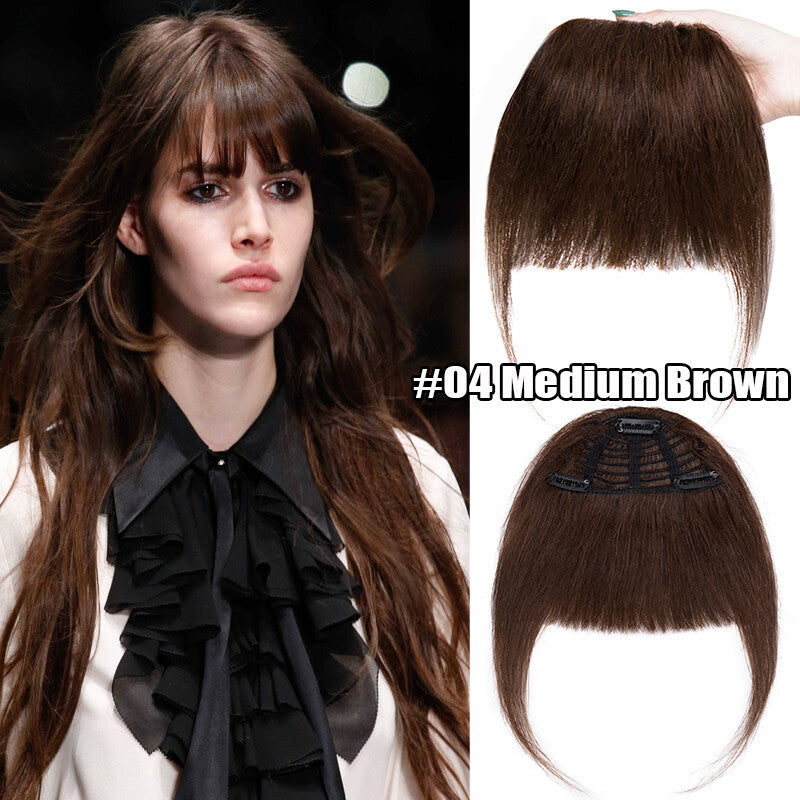 Women Remy Clip-In Hair Extensions Bangs Front Top Piece - Blonde & Dark Colors