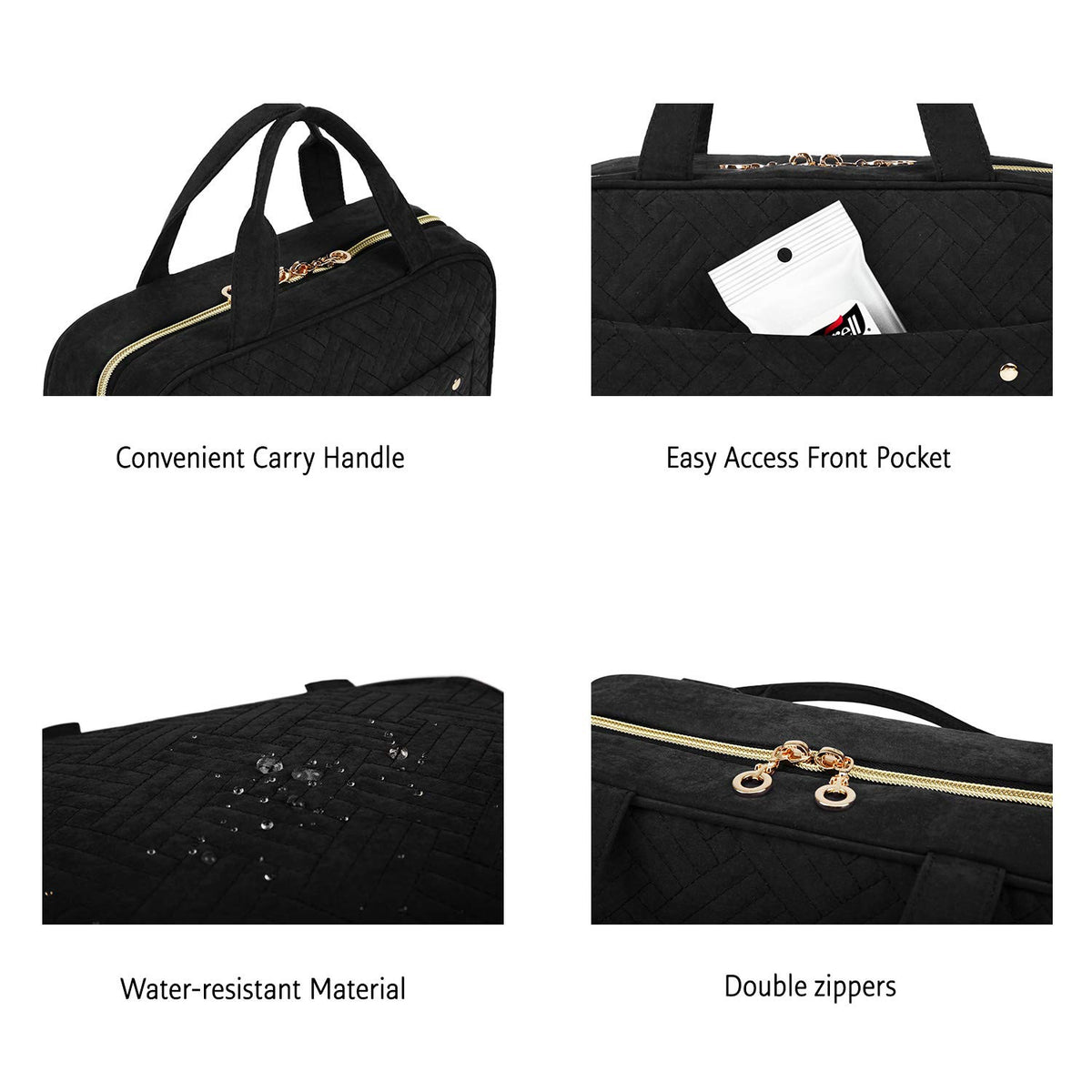 Water-Resistant Travel Toiletry Bag with Hanging Hook & Multiple Compartments