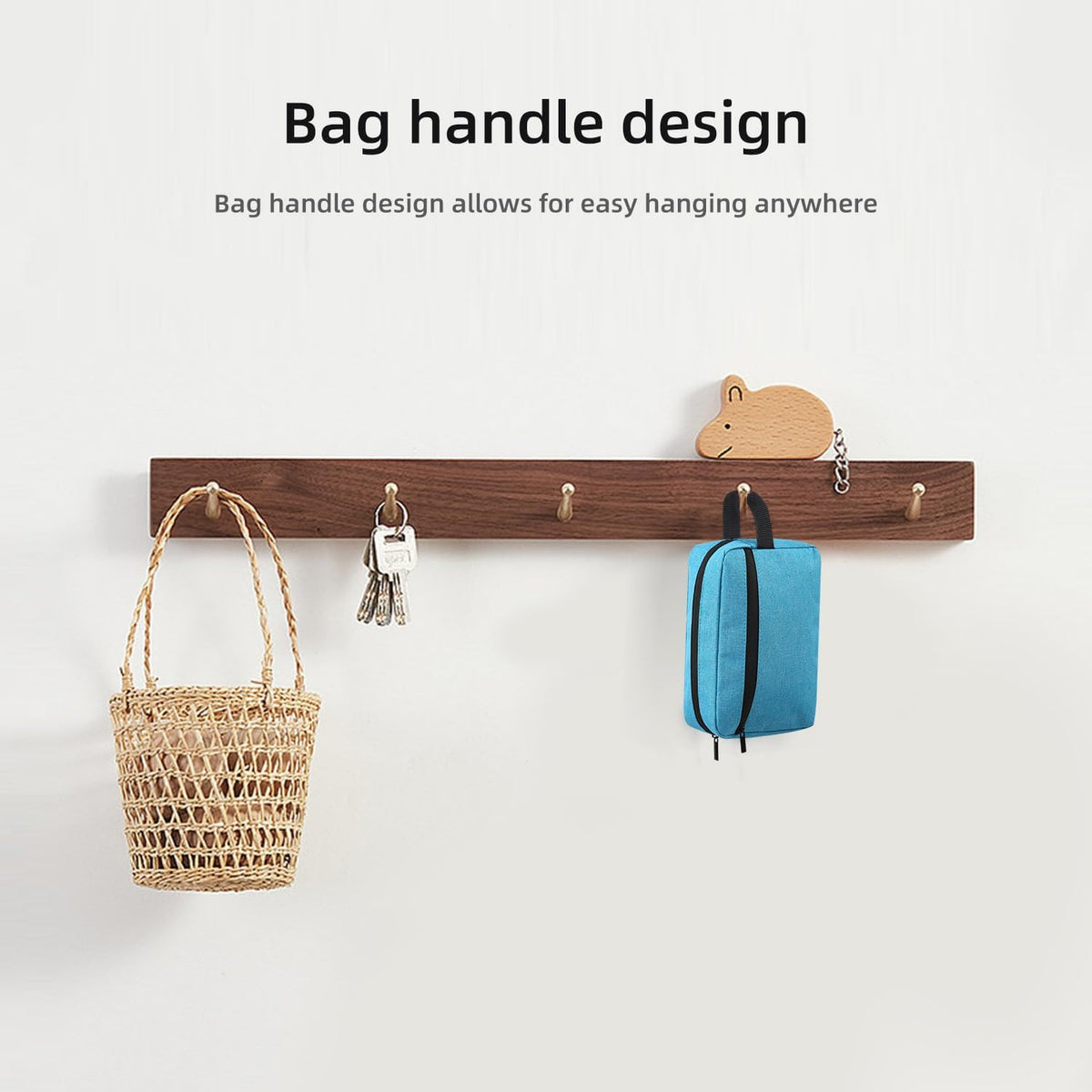 Travel Toiletry Bag for Women and Men, Hanging Cosmetic Organizer, Waterproof Linen Material, Lake Blue