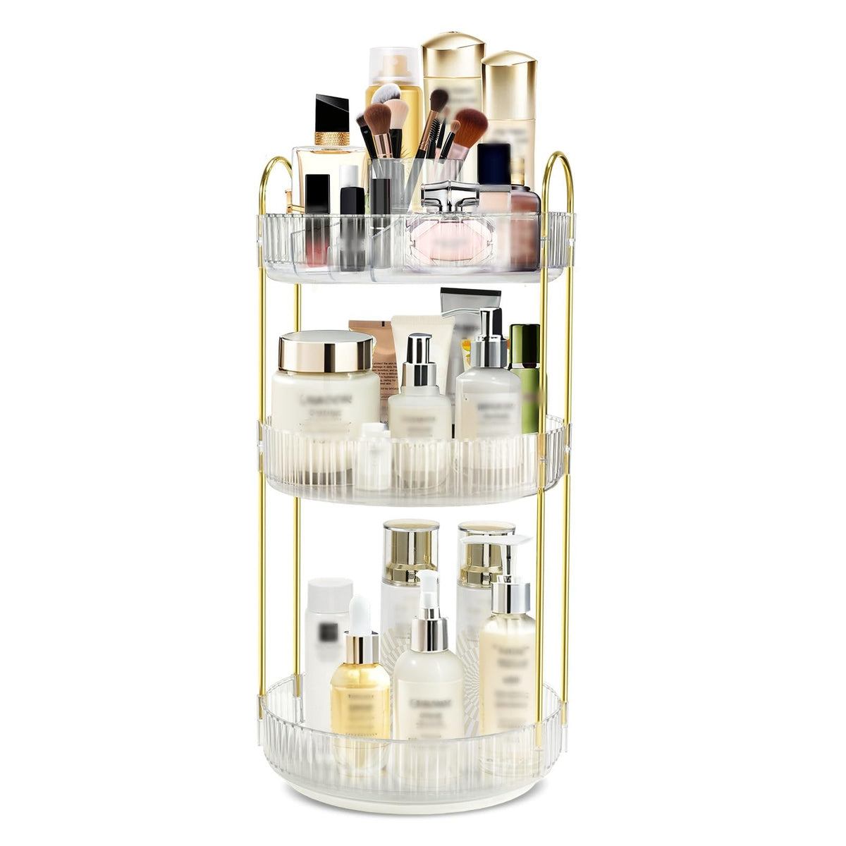 Rotating Makeup Organizer 3-Tier Acrylic Storage - 9 Inch Diameter