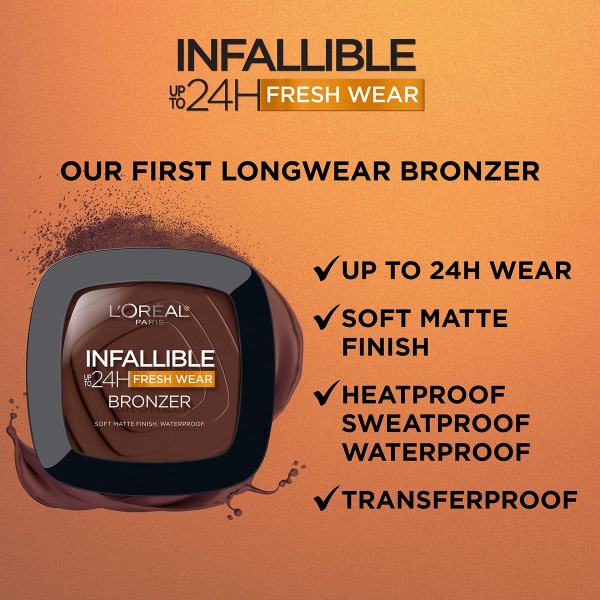 L'Oreal Paris Infallible Soft Matte Bronzer Set of 2 - 500 Dark, Longwear Face Makeup