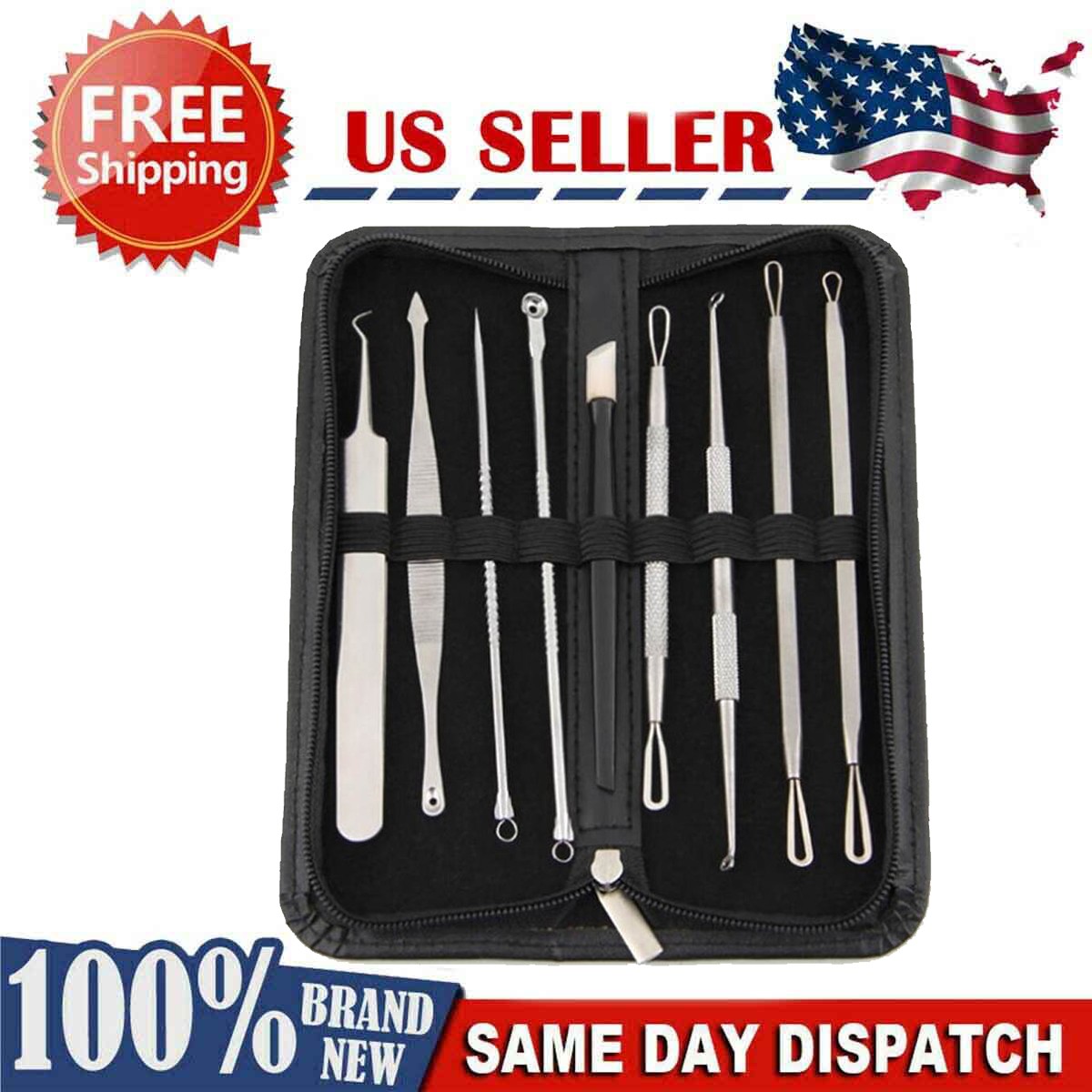 Blackhead Remover Kit with 16 Stainless Steel Comedone Extractors for Acne & Pimple Treatment