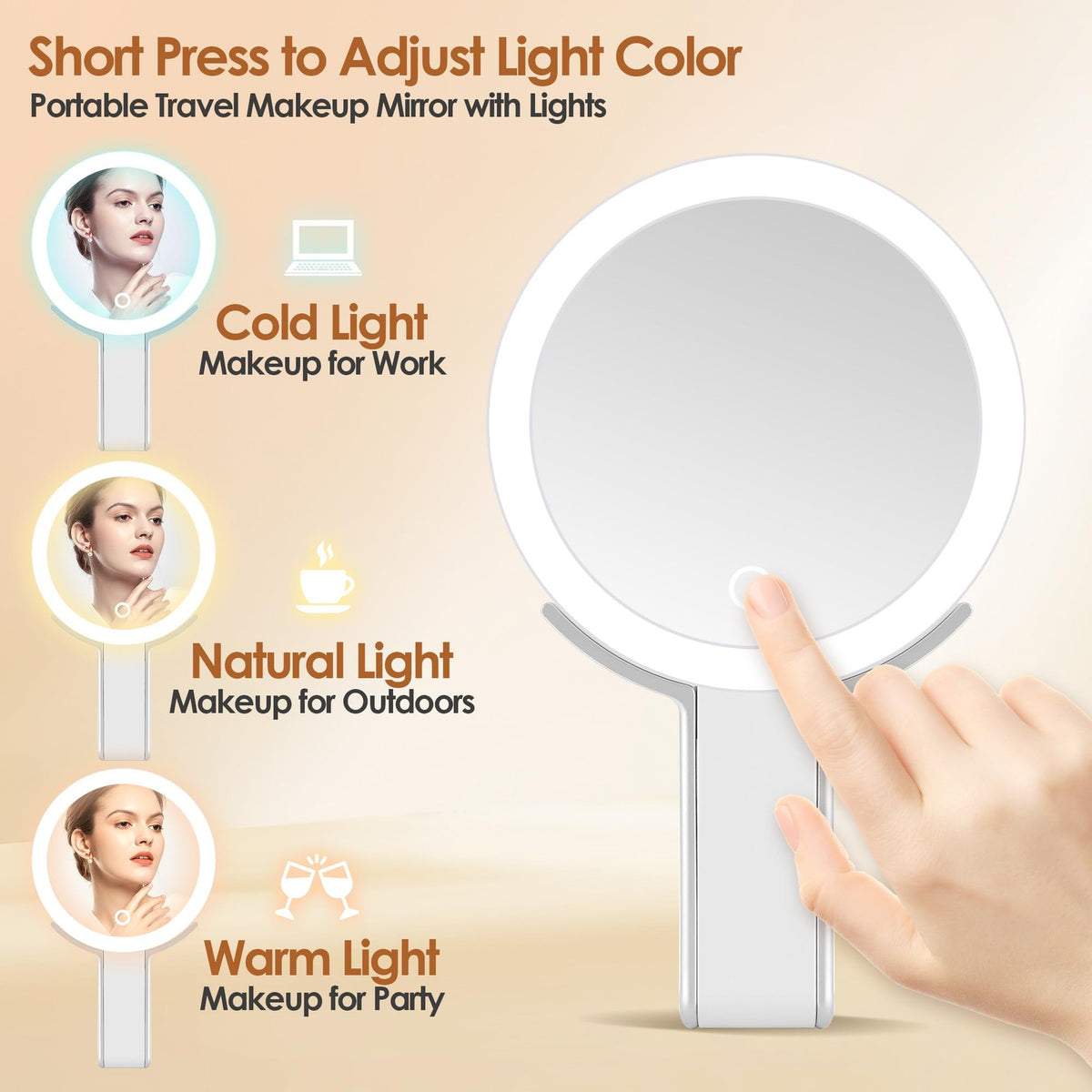 Lighted Travel Makeup Mirror with 30X Magnification, Dimmable & 360° Adjustable