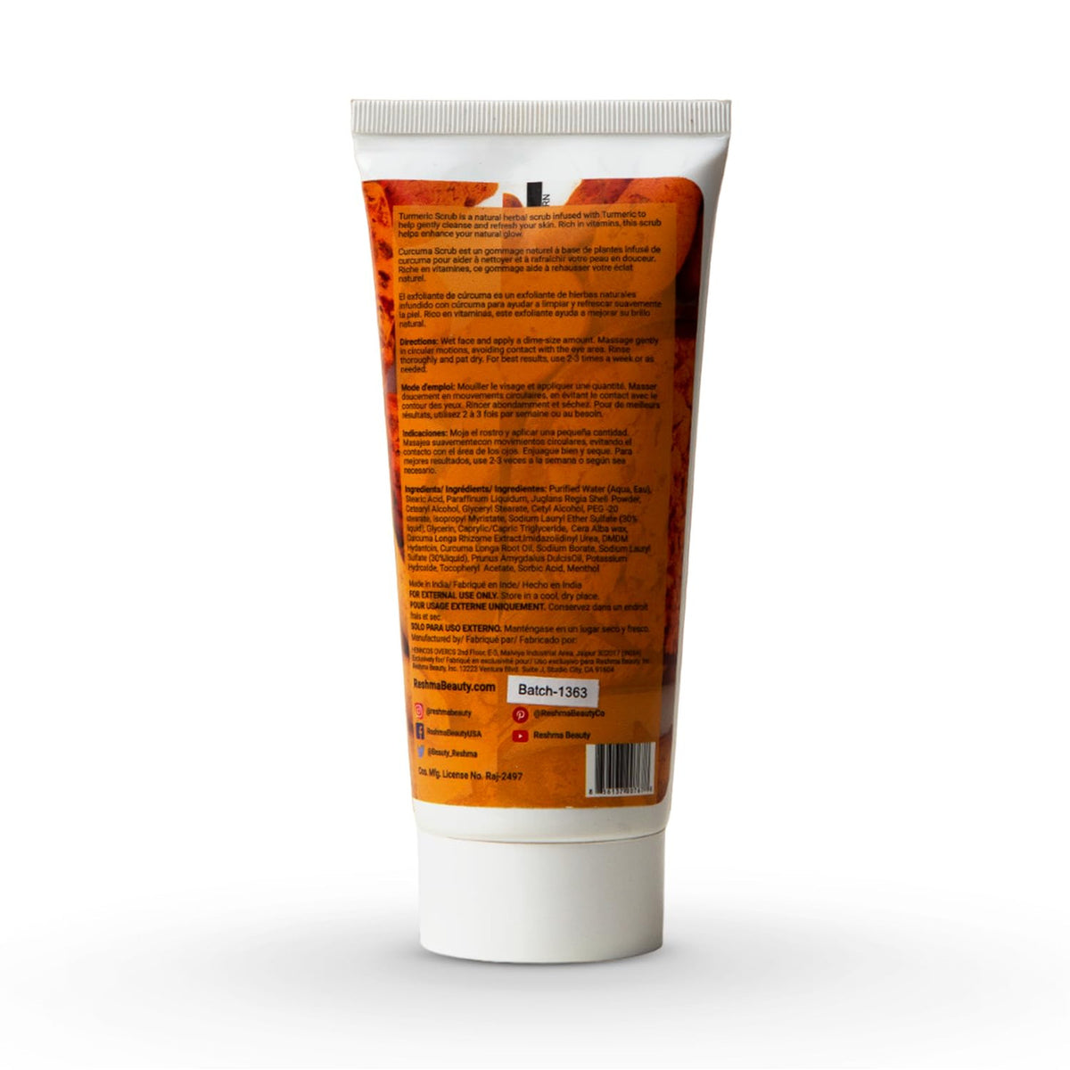 Turmeric Face and Body Scrub, Gentle Exfoliant Hydrating Cleanser