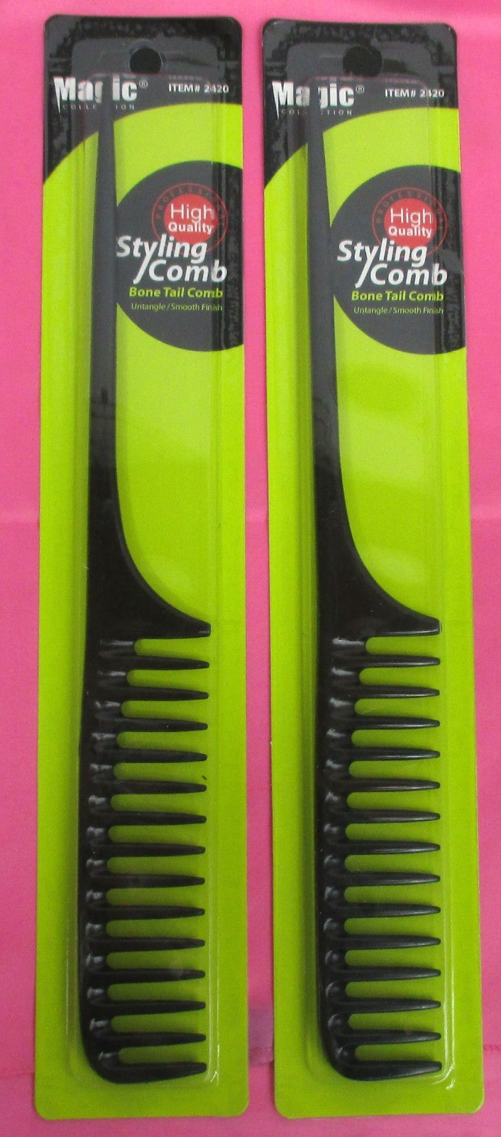 Jumbo Hair Styling Tail Comb Set - 11.5 Inch Black Plastic Hair Combs