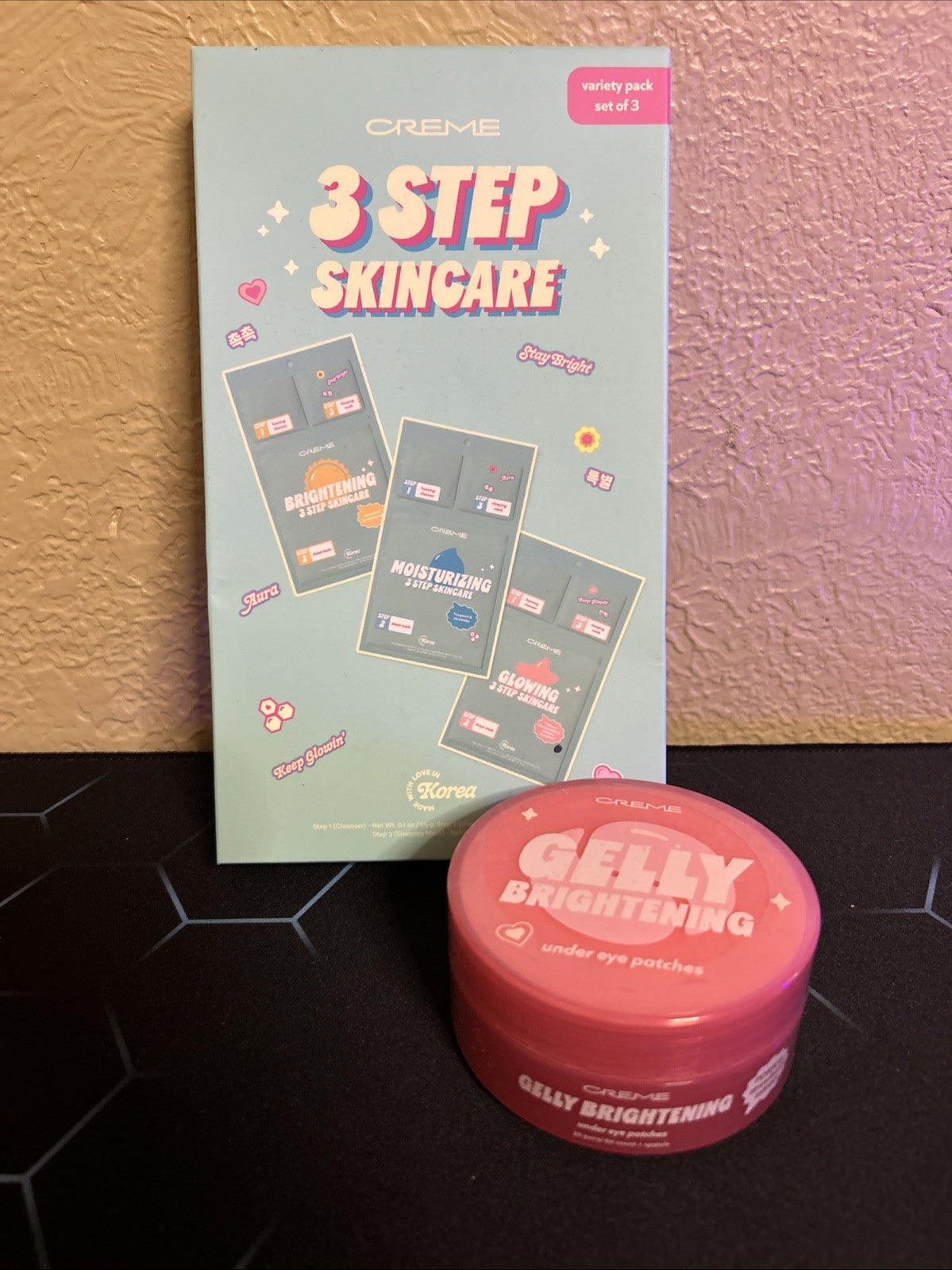 Brightening 3 Step Skin Care & Gelly Undereye Patches Set - Korean Skincare