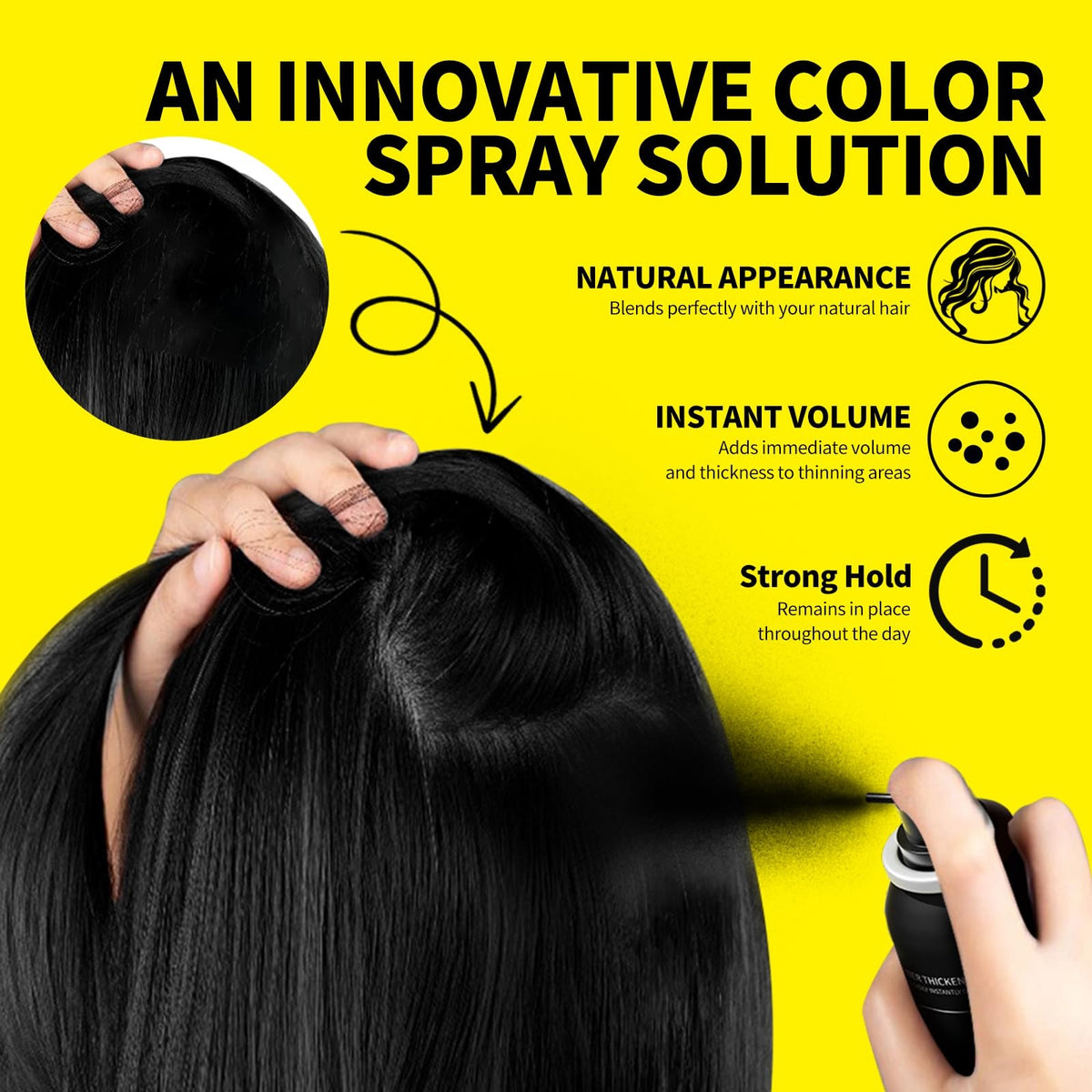Hair Building Fibers Spray – Instant Thickening Powder, 80ml Black