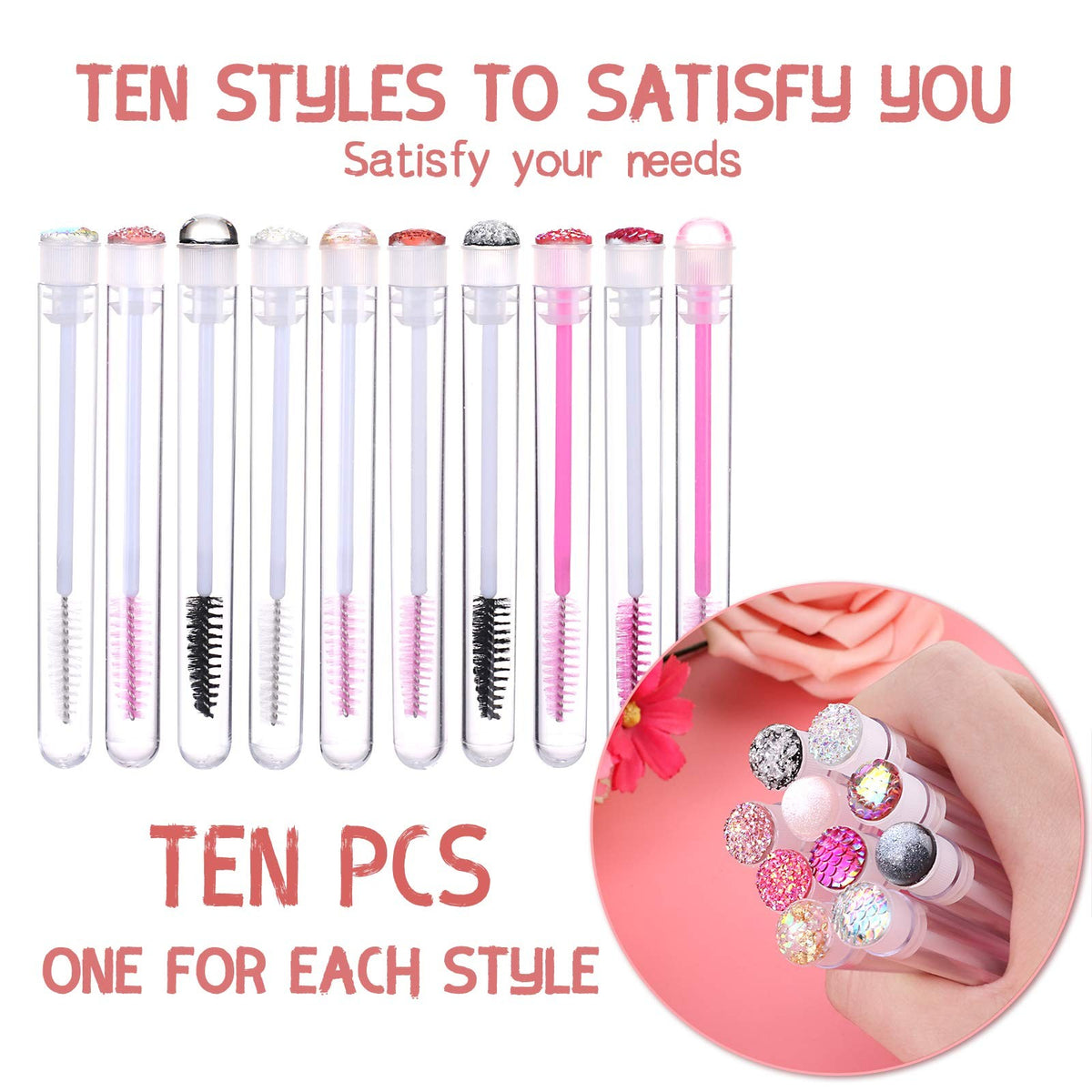 Disposable Eyelash & Eyebrow Brush Set - 10 Pack Makeup Tools