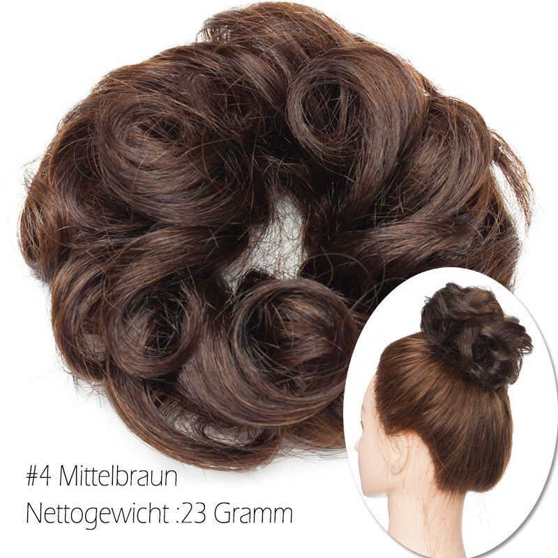 Clip-In Human Hair Bun Extensions Curly & Straight | Messy Hair Piece