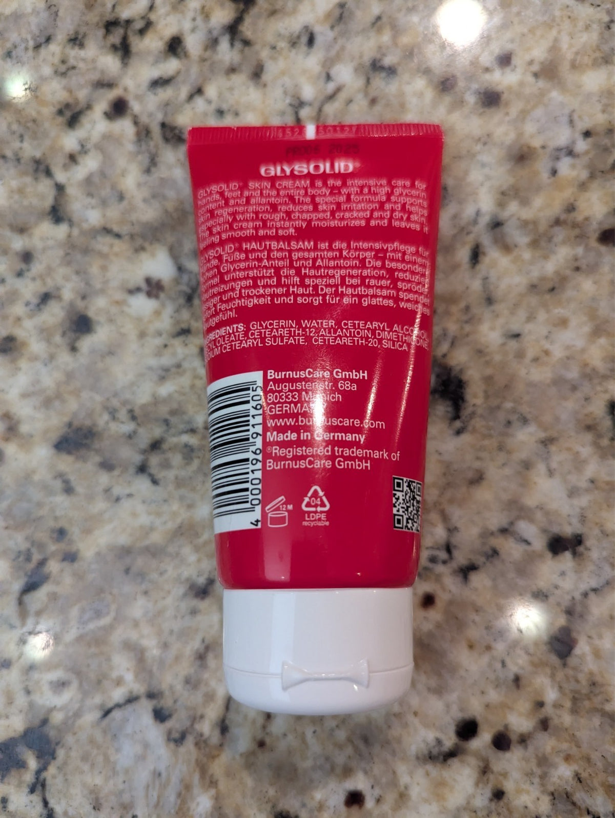 Glysolid Skin Cream Glycerin Tube 2.54 fl oz exp: 06/2028