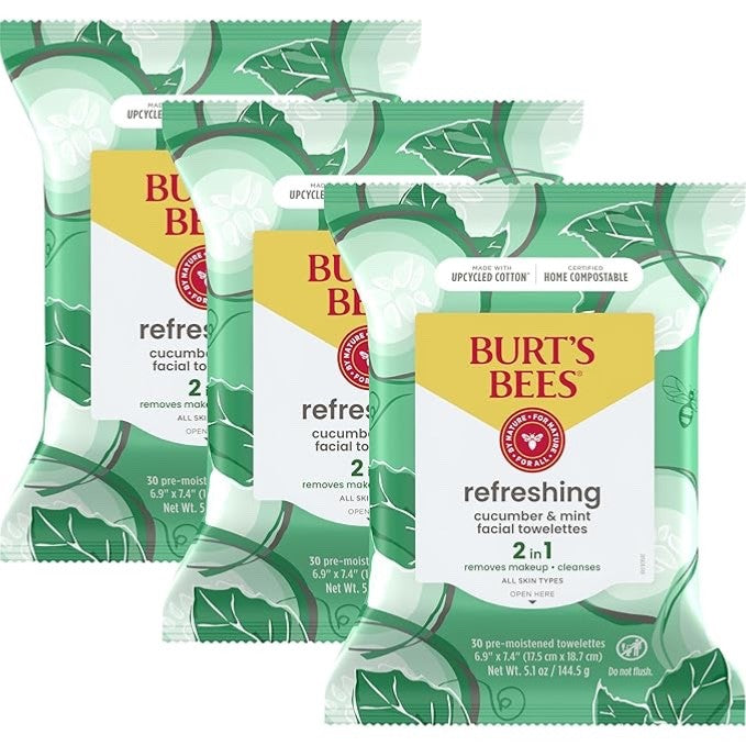 Facial Towelettes - Cucumber Mint Makeup Remover Wipes 3-Pack