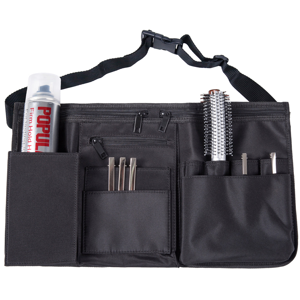 Professional Makeup Artist Canvas Waist Apron with Multiple Pockets - Black