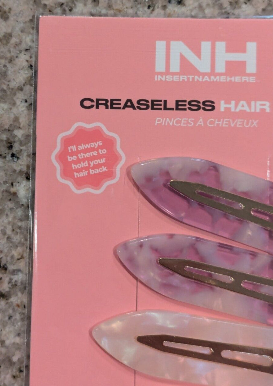 INH Creaseless Hair Clips 4 PC Snap New