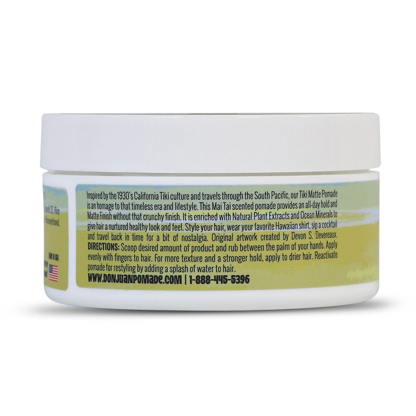 High Hold Water-Based Pomade with Matte Finish & Tropical Scent - 4oz