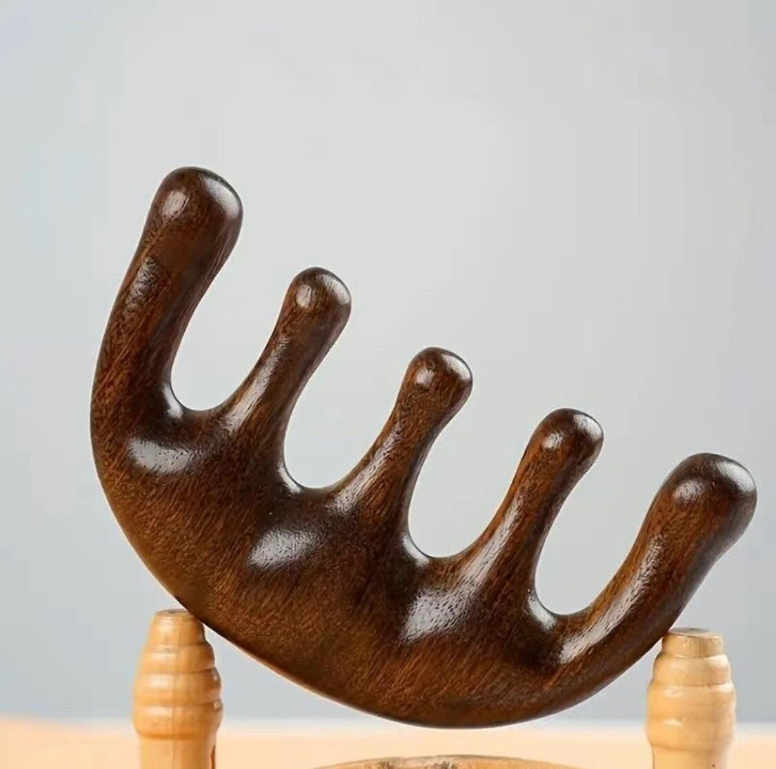 Sandalwood Head Massage Comb for Hair Therapy and Scalp Acupressure