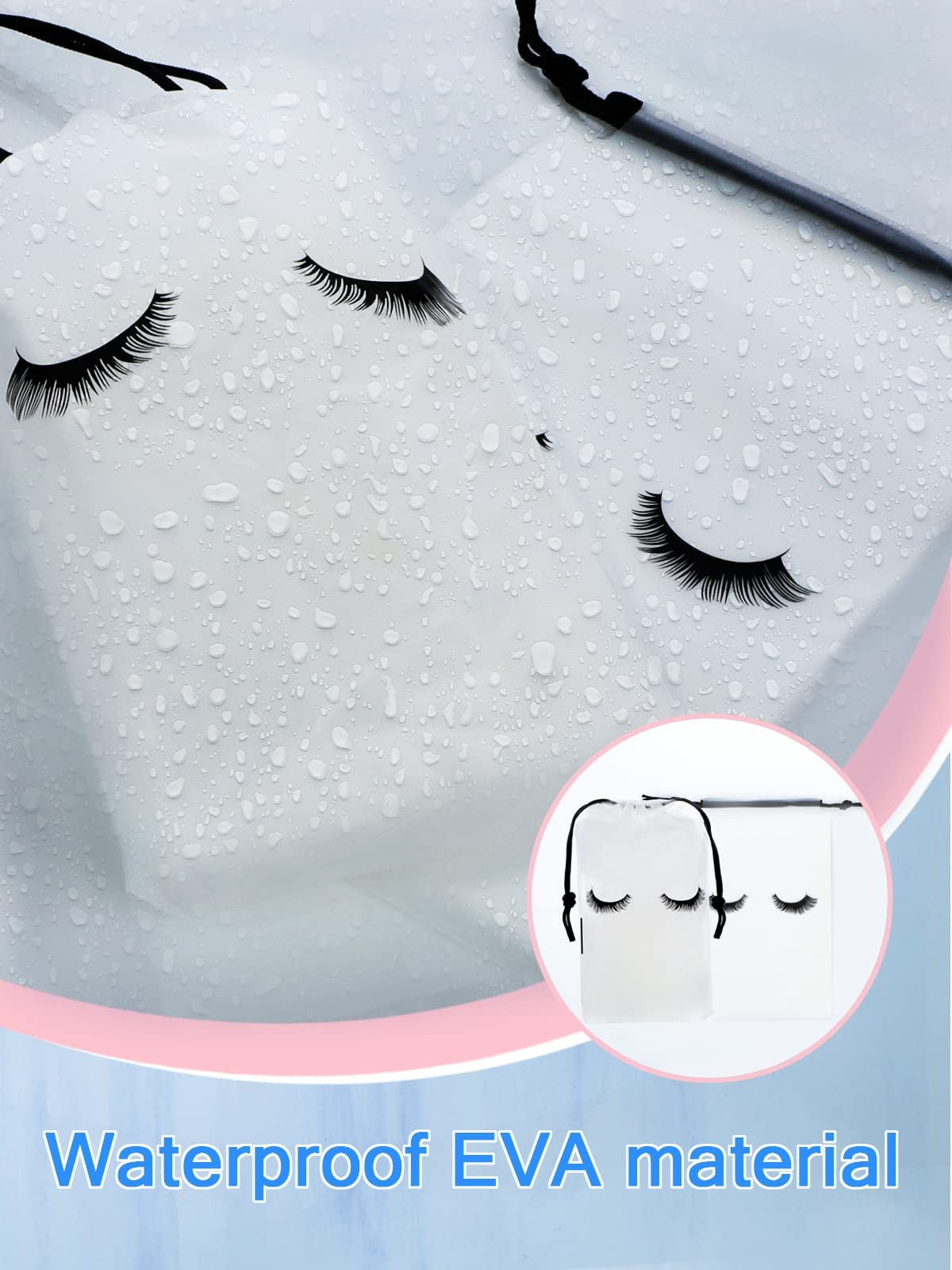 50 Pcs Waterproof EVA Cosmetic & Eyelash Aftercare Bags - Frosted White