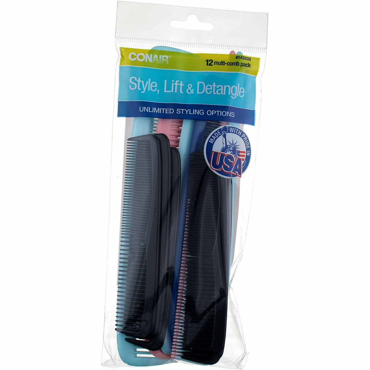 6 Pack Unbreakable Plastic Hair Combs Set for Styling & Detangling
