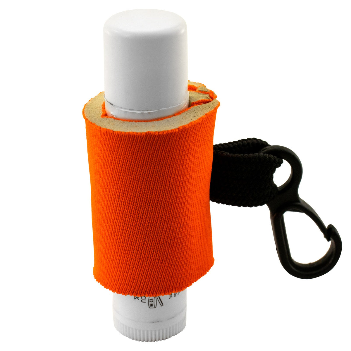 Clip-On Neoprene Lip Balm Holder Key Chain - Orange, Fits Most Lip Balms
