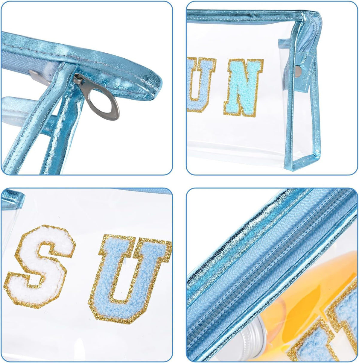 Clear Makeup Bag with Zipper for Travel and Beach - Water-Resistant Pouch
