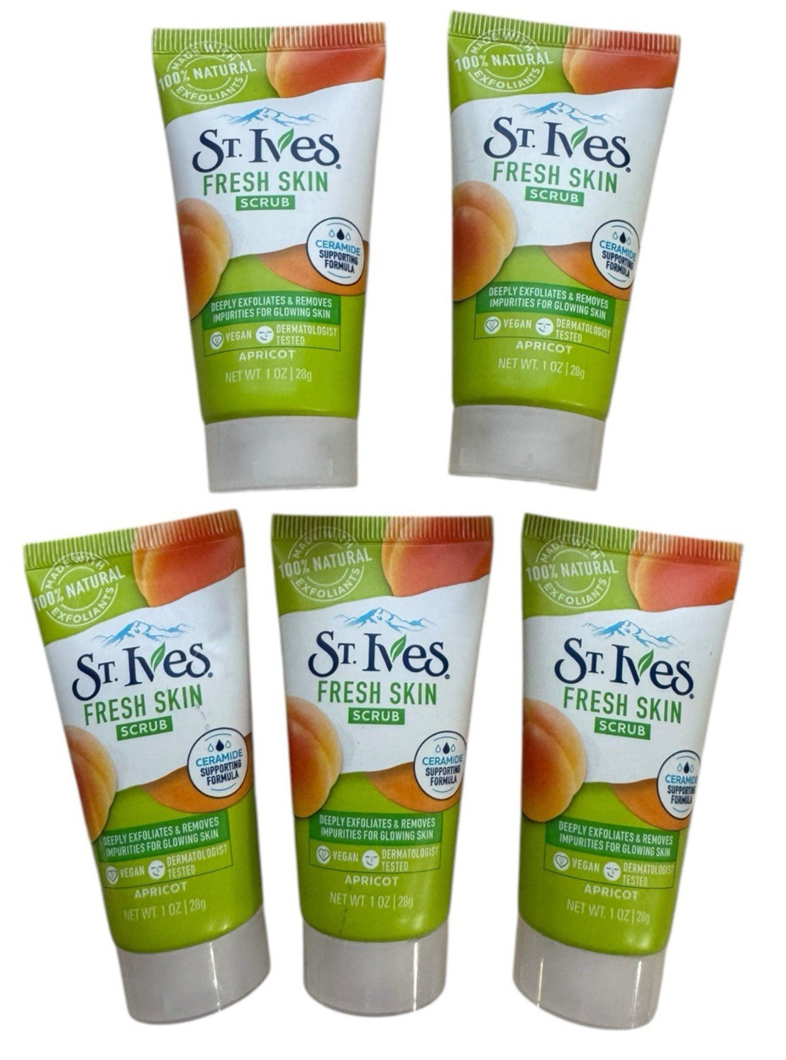 Lot of 5 St. Ives Fresh Skin Apricot Scrub Deep Exfoliator - x 1 oz