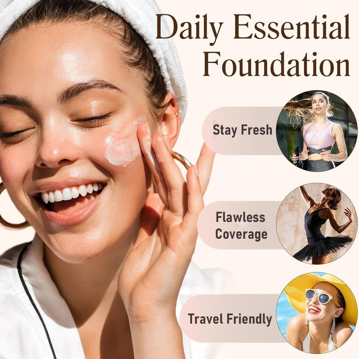 Color Changing Foundation for Mature Skin SPF50 Liquid Makeup 30ml Set