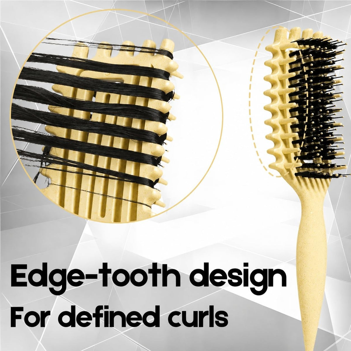 Curly Hair Detangling Brush - Curl Defining & Styling Comb, Yellow