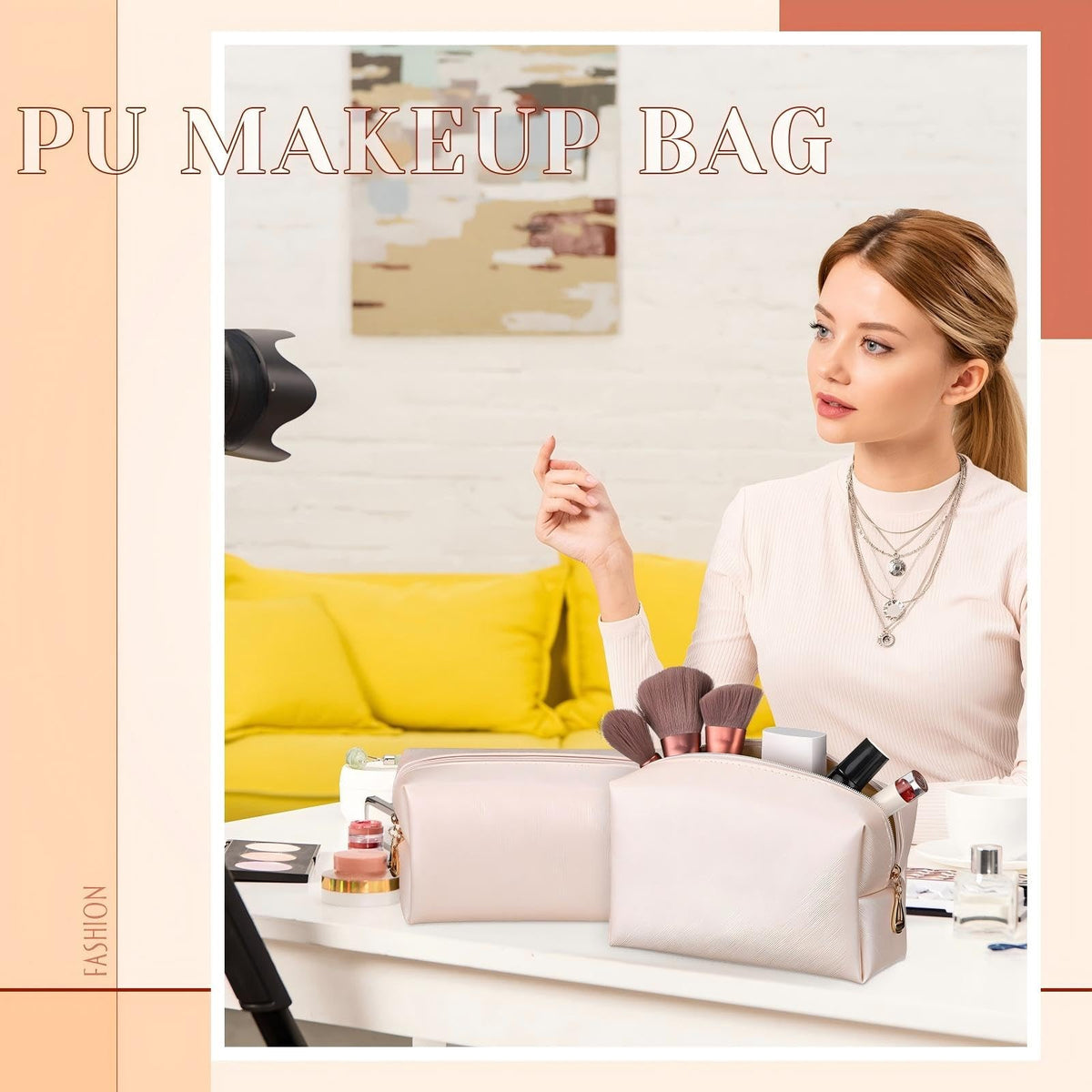 20-Pack Waterproof PU Leather Makeup Pouches with Zipper – Travel Cosmetic Bags for Women