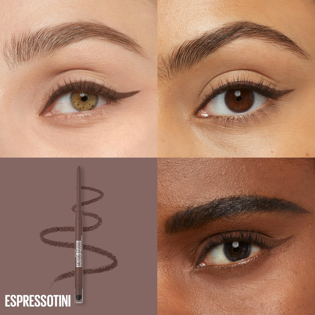 Waterproof Gel Eyeliner Pencil Smokey Brown Blendable Long-Lasting 0.01oz