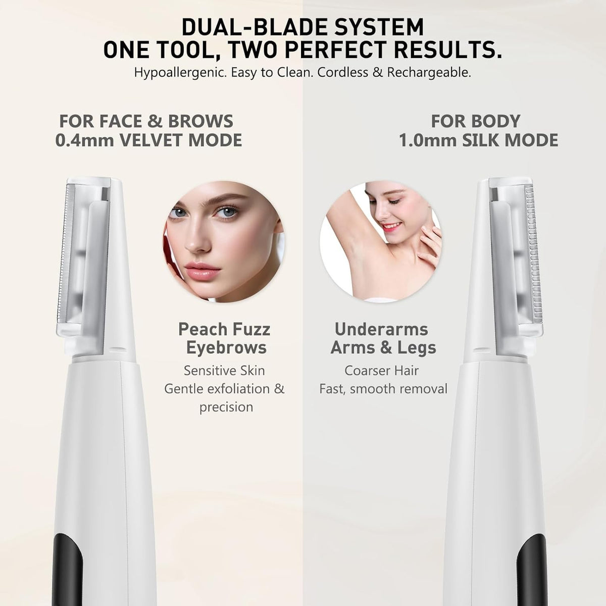 Sonic Dermaplane Razor for Women Facial Exfoliation & Painless Grooming - 3 Speeds, 8 Blades