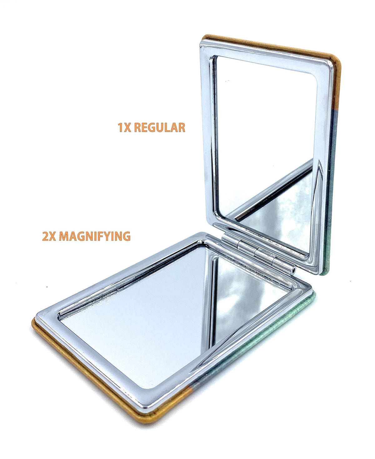 Square Compact Mirror for Purse and Travel - Foldable, Magnifying, Lighted, Sunflowers Design